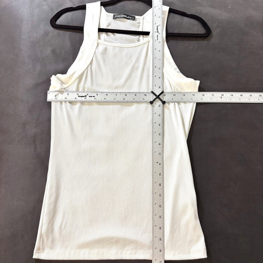 INCERUN White Ribbed Racerback Tank Top - Picture 3 of 5